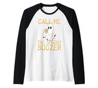Call Me The Spooky Boozer Cute Ghost Drinking Beer Halloween Maglia con Maniche Raglan