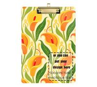 Calla arancione fiori di giglio personalizzabili portablocco impermeabile in plastica per classe di quinta elementare essenziale per insegnanti dimensioni 9 x 12