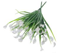 Calla artificiale da 32 cm, fiori finti in plastica con petali realistici, decorazione per la casa, centrotavola per feste di nozze, colore bianco (extra bianco)