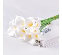 Calla artificiale, giglio realistico in lattice con stelo in poliuretano morbido, elegante decorazione floreale per matrimoni, casa, feste, ufficio, composizioni floreali fai da te (20, bianco)