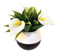 Calla artificiale in plastica e tessuto, in vaso, per decorare la casa, con texture sottile e silhouette elegante (bianco)