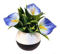 Calla artificiale in plastica e tessuto in vaso per decorazione domestica con texture sottile e silhouette elegante (blu)