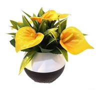 Calla artificiale in vaso, decorazione per interni, con componenti in plastica e tessuto per una maggiore durata (giallo)