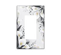 Calla Lilies Single Rocker Light Switch Cover, Floral Elegant Leaves Vines Spring White Plastic Standard Size Switch Plate Decorative for Home Living Room Bedroom Bathroom Decor