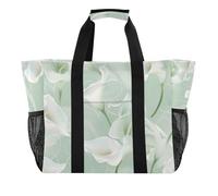 Calla Lily Fiore Colori Pastello Verde Menta Utility Bag Per Tronco Pieghevole Con Tasche con Manici Tote Bag Per Spiaggia, calla giglio fiori colori pastello Menta Verde, 1 size, Moda