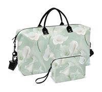 Calla Lily Fiori Colori Pastello Verde Menta Decorativo Carry On Personal Item Bag Grande Borsa da Palestra con Borsa da Toilette per Escursionismo Impermeabile Bolsa de lona para