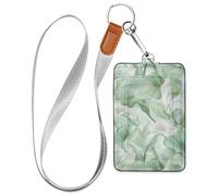 Calla Lily Flower - Porta badge in pelle verde menta, con cordino e 3 scomparti per carte di credito, per personale, ufficiali, studenti, medici, dipendenti