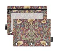 Calla Lily Red Blue William Morris Pattern Ringing raccoglitore sacchetto con finestra trasparente astuccio colorato grande capacità tre anelli raccoglitore per riporre studenti scolastici forniture