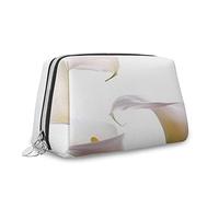 Calla Lily, trousse per cosmetici, calle fiorenti su bianco, organizer in pelle, borsa per il trucco riutilizzabile, bianco verde, M, Bianco Verde_12, Taglia unica, Beauty Case