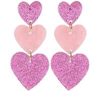 CALLARON 1 Paio orecchini a cuore Orecchini penzolanti tre orecchini pendenti a cuore cuori orecchini di per le donne orecchini da donna pendenti Acrilico