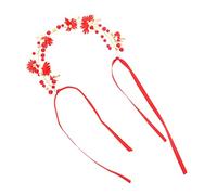 CALLARON 1 Pezzo Cerchietto Di Perle Abbellito Di Moda Accessori Per Da Sposa Per Le Donne Fascia Vintage Donna Fascia Per Con Perle Nuziali Annata Bobby Nozze Stoffa Rosso