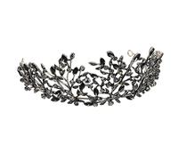 CALLARON 1 Pezzo Tiara da sposa con diamanti neri fascia per tiara barocca nera per le donne Nozze principessa nuziale Copricapo da sposa di perle da sposa lega Nero