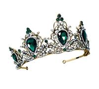 CALLARON 1 Pz Copricapo Della Nuziale Tiara Vintage e Corone Da Donna Strass Di Diamanti Banda Per in Fascia D'epoca Cosplay Donne Tiara Di Diamanti Verde Lega