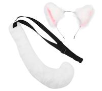 CALLARON 1 Set copricapo di orecchie di volpe Costume da coda di gatto BAMBINA ANCHIO DI MAZIE ANIMALE piccolo oggetto di costume per animali fascia e coda di animale bianca