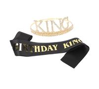CALLARON 1 Set Set Di Ballo Studentesco Decorazioni Ragazzi Reale Tiara Corone Per Ragazzi Fascia Di Compleanno Di Compleanno Black Poliestere