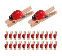 CALLARON 150 Pezzi Mini Clip Fotografiche in Legno a Forma di Coccinella, Fermacarte Decorativi per Progetti Fai da Te, Clip per Appunti Portatili per Casa e Ufficio
