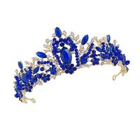 CALLARON 1pezzi Corona di Cristallo per Sposa Accessorio da Sposa Diamante Blu Elegante Tiara Nuziale per Donna e Damigelle
