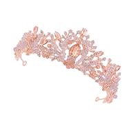 CALLARON 1pezzi Corona di Cristallo per Sposa Elegante Tiara Nuziale Decorata Cristalli Adatta Donne e Ragazze per Matrimonio e Cerimonia Diamante Rosa