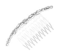 CALLARON 1pezzi Pettine Per Capelli in Metallo Con Strass Forma Ovale Accessorio Per Acconciature Donna Decorazione Elegante e Resistente in Lega Argento