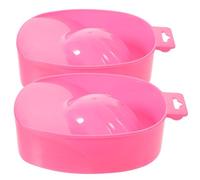 CALLARON 2 Pezzi Ciotole per Manicure in Plastica Rosa, Compatibili Cinque Unghie, Adatte per Rimozione Unghie Finte e Esperienza Nail Spa, Materiali Delicati sulla Pelle