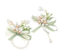 CALLARON 2 pezzi Corsage Sposa e Bracciale Floreale Romantico Accessori da Polso e Boutonniere per Matrimonio Design Delicato e Materiali Resistenti Leggero e Comodo per Cerimonie e Feste