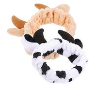 CALLARON 2 Pezzi fascia in corno fascia per orecchie da orso spa per mucche orecchie di vacca facciale È cornabicorna animali per le donne truccare la flanella