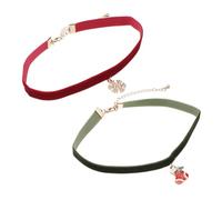CALLARON 2pezzi Collana Choker Natale Con Ciondoli Albero e Campanella in Rosso e Verde Accessorio Costume Festivo Elegante e Decorativo Per Feste e Uso Quotidiano