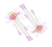 CALLARON 2pezzi Forcine Cinesi Nappe Pendenti e Fiori Fermagli Per Capelli Decorazione Per Capelli Da Bambina Per Cerimonie Compleanni e Uso Quotidiano