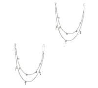 CALLARON 2pezzi Punk Metal Chain Trousers Waist Accessory Adjustable Double Layer Hip-hop Chain for Jeans and Bags Chic Gothic Style