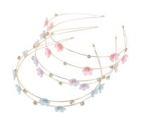 CALLARON 3 Pezzi Cerchietti con Doppia in Resina e Metallo Fasce da Donna con Dettagli Floreali Brillanti Accessori Sposi per Matrimoni e Feste Leggeri e Resistenti