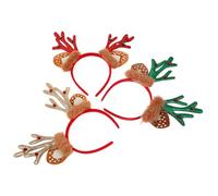 CALLARON 3 Pezzi Cerchietto Corna di Renna Natalizio Oro Accessorio Costume Leggero e Resistente per Feste di Natale Adulti e Decorazione Festiva per Cosplay e Foto Familiari
