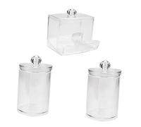 CALLARON 3 Pezzi Scatola Trasparente per Cotton Fioc Organizzatori Eleganti e Compatti per Bagno e Vanity con Protettivo per Ordinato