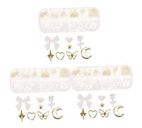 CALLARON 3 Scatole Ornamenti del rivetto di perle per le unghie ciondoli per unghie X Incantesimi adornare forniture per unghie fascino delle unghie plastica