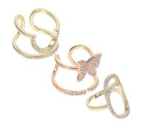 CALLARON 3pezzi Anelli per Unghie da Donna in Metallo con Zirconi Luminosi Design Unico e Clip Comoda per Occasioni Formali e Feste