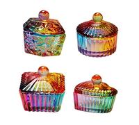 CALLARON 4 Pezzi Bicchieri Manicure Vetro Trasparente Multifunzione per Nail Art Contenitori Decorativi per Liquidi Unghie con Fondo Spesso Antiribaltamento per Mescolare e Lavare Pennelli
