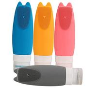 CALLARON 4 Pezzi Bottiglie da Viaggio in Silicone Squeezable per Shampoo Lozione e Cosmetici Antigoccia Portatili per Viaggi Palestra e Ufficio Colorate Blu Rosso Arancio Grigio