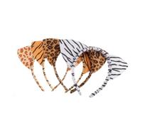 CALLARON 4 Pezzi Cerchietti Orecchie Animali Morbido con Stampa Leopardo Zebra Tigre e Giraffa Fasce per Feste Halloween e Carnevale