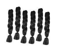 CALLARON 6 Pezzi treccia di parrucca falso estensioni intrecciato africana Accessori per finta Seta di yaka in fibra chimica ad alta temperatura Nero