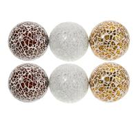 CALLARON 6 Sfere Decorative in Vetro Mosaico 6cm Set da 6 Palline Centrotavola Multicolore Oro, Bianco e Verde Scuro per Decorazioni Casa, Tavoli da Pranzo e Feste