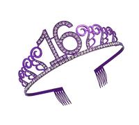 CALLARON Accessori Per Con Strass Diadema Per Le Donne Decorazioni Per Corone Di Compleanno Torta Fasce Per Ragazze Bobby Compleanno Per Le Donne Viola,porpora