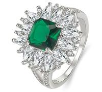 CALLARON Anello da Donna Smeraldo Quadrato e Zirconi, Fede Nuziale Elegante Quattro Griffe, Anello di Fidanzamento per Matrimoni e Occasioni Speciali, Gioiello Estetico Resistente