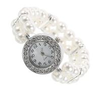 CALLARON Braccialetto Elastico con Doppia Serie di Perle e Cristalli Orologio Vintage da Donna con Quadrante Decorativo Accessorio Elegante per Feste e Regalo Raffinato