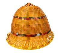 CALLARON Cappello da Costruzione in Bambù Intrecciato Giallo Design a Tesa Corta, per Atmosfera Estiva e Ventilazione Sul Cantiere