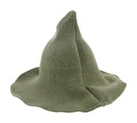 CALLARON Cappello da Strega Halloween Verde in Lana Larga e Punta Conica, Caldo e Confortevole per Cosplay e Avventure All'aperto per Adulti