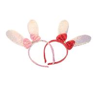 CALLARON Cerchietto Orecchie da Coniglio Paillettes 2 Pezzi Fascia per Chioma Cosplay da Donna e Bambina Accessori per Feste di Carnevale Halloween Pasqua e Compleanno