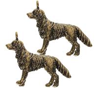 CALLARON Ciondolo Cane in Ottone Vintage 2 Pezzi, Charm Pendente