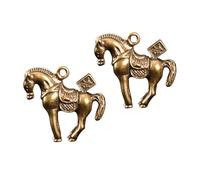 CALLARON Ciondolo Cavallo in Ottone Oro 2 Pezzi per Portachiavi | Retro, Foro Integrato, per Ornamenti Borsa e Chiavi, Non Sbiadisce Né Cambia Colore