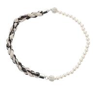 CALLARON Collana Girocollo Sciarpa di Seta e Perle Finte, Accessorio Donna Leggero Chiusura Magnetica, Collana Decorativa Versatile per Tutte le Stagioni, Regalo Elegante per Amici