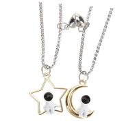 CALLARON Collane di Coppia Ciondolo Cuore e Stelle in Lega Set da 1 Paio di Collane D’Amore per Fidanzati e Sposi Gioielli Romantici da Regalo per Partner e Amici