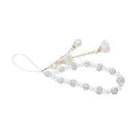CALLARON Cordino per Cellulare Corto Ciondolo a Fiore in Cristallo Bianco, Cinturino da Polso Antiscivolo, Accessorio Elegante per Uso Quotidiano